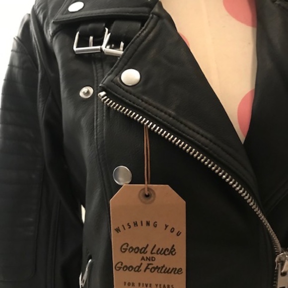 Lucky Brand Black Lambskin Biker Jacket - Picture 2 of 5